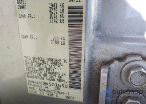 2011 Nissan Altima 2.5 S z USA, uszkodzony, nr VIN 1N4AL2AP2BN501650